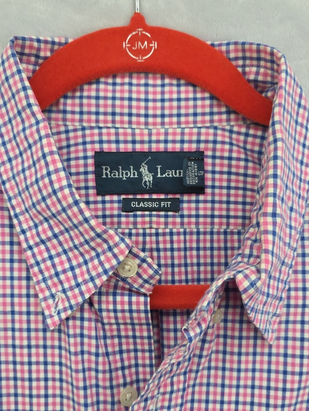 *Ralph Lauren Pink and Blue Check Button-Down Shirt Classic Fit XL - Picture 2 of 8